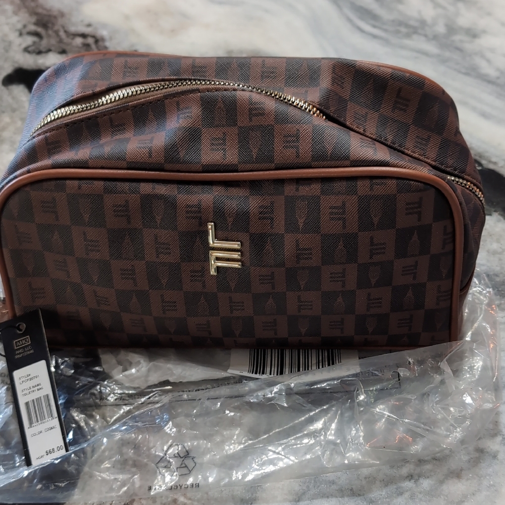 SOLD    Fendi Black and Brown Checkered Toiletry Bag
